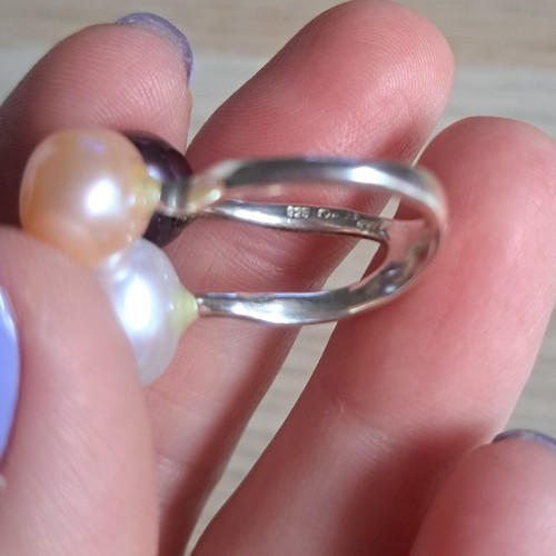 Apriati Ring No.54 Silver 925 with 3 Natural Pearls, like new