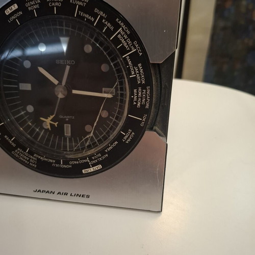 Seiko Seikosha Japan Airlines World Time Quartz Desk Clock used