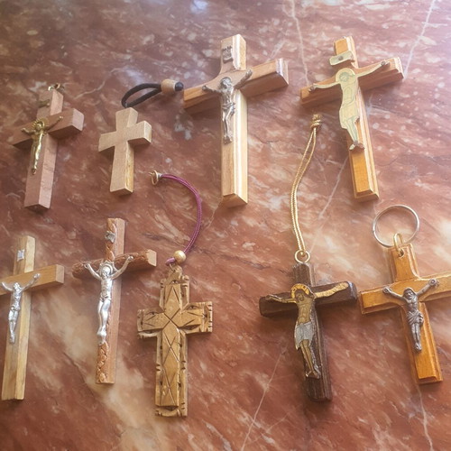 Wooden crosses set, pack of 9