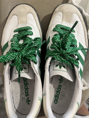 Adidas Samba αθλητικά λευκά με πράσινες λεπτομέρειες σαν καινούργια