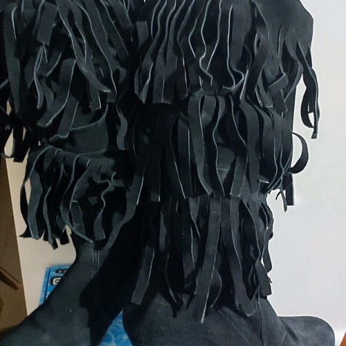 Leather suede boots like new, black, size 36