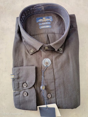 Πουκάμισο Porto Lucciano 100% linen XL slim fit μαύρο καινούργιο