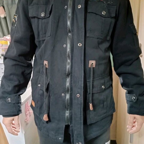 Cargo men's coat with fleece lining like new, black XL