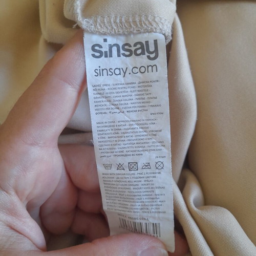 Sinsay oversized dress with rhinestones, like new, beige, size L