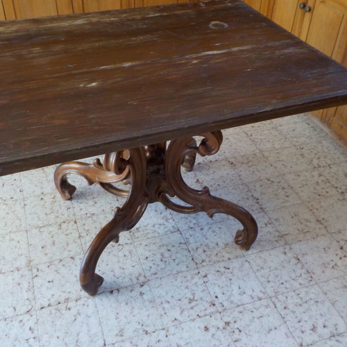 Old walnut table used with carved legs