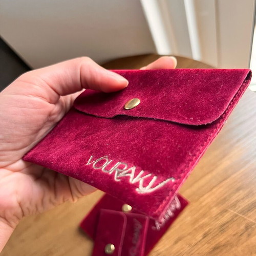 Vourakis velvet pouches pack of 3, burgundy, new