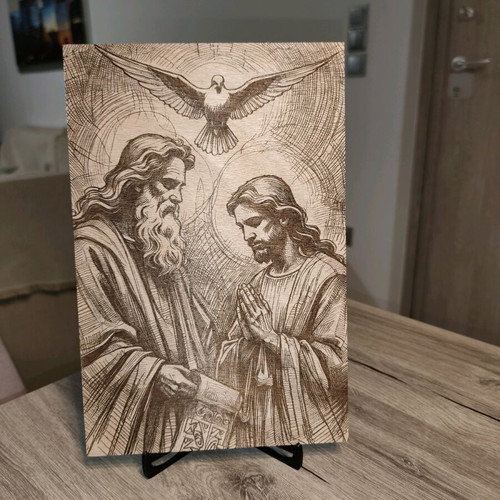 Engraved icon The Holy Trinity new with stand