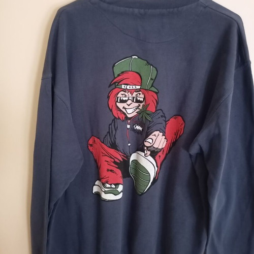 Vintage Fishbone sweatshirt used, size Large, blue with print