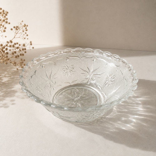 Vintage embossed glass salad bowl, 20 cm
