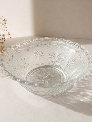 Vintage embossed glass salad bowl, 20 cm