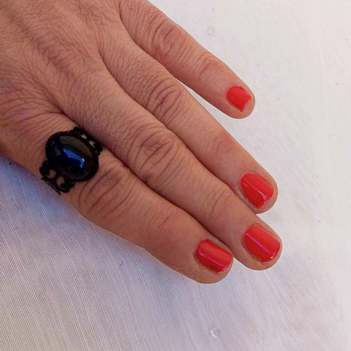 Ring with black and blue crystal new