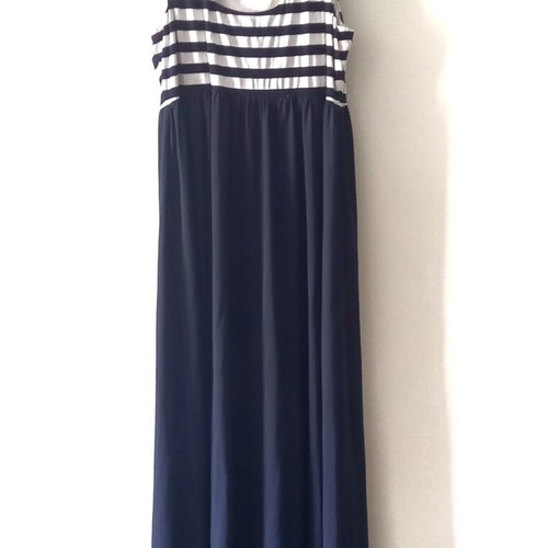 Maxi dress navy blue and white