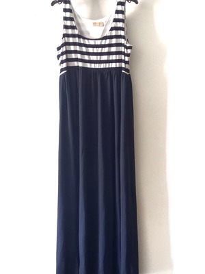 Maxi dress navy blue and white