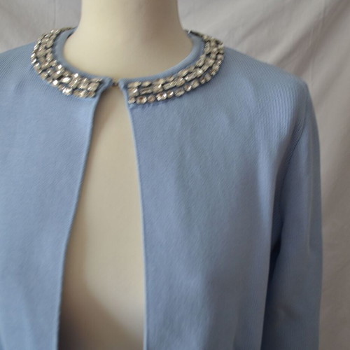 Zara blue jacket-style cardigan with rhinestones size M new