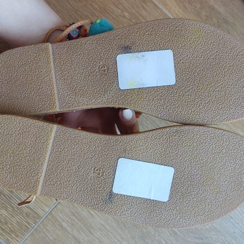 Boho chic festival sandals with pom poms, size 37