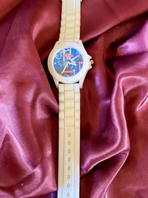 Geneva Platinum white watch with colorful dial and silicone strap new