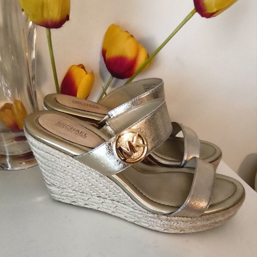 Michael Kors platform sandals, gold, size 39M