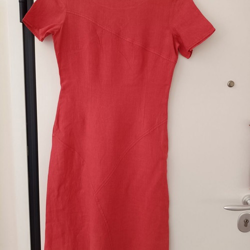 Shalar women's linen dress coral red like new