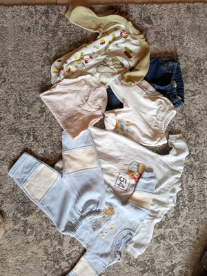 Clothing set 6-9m like new, denim rompers and tracksuit set