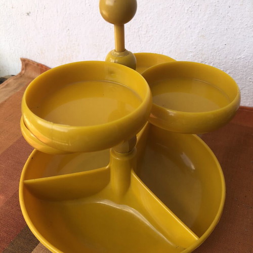Biodrak rotating serving tray new old stock, crystalized plastic 70’s style
