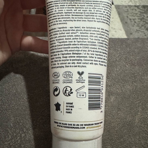 Terry de Mars body and hand lotion like new, organic with aloe and coffee