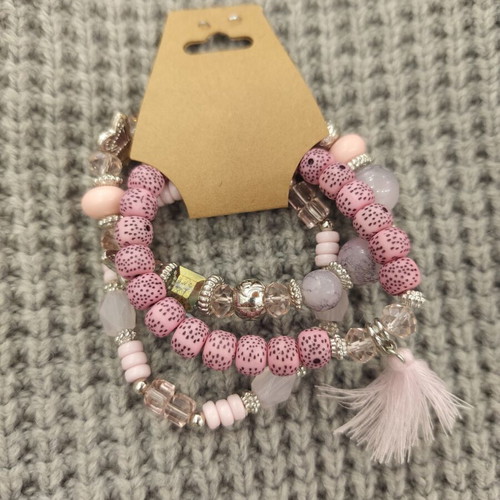 Triple Bracelet pink silver new