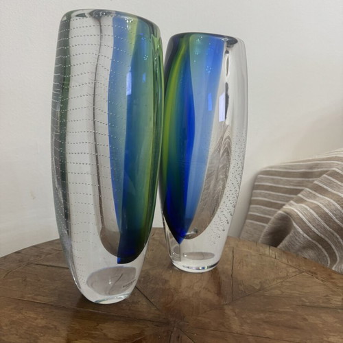 Kosta Boda crystal vases 28 cm, like new, set of 2