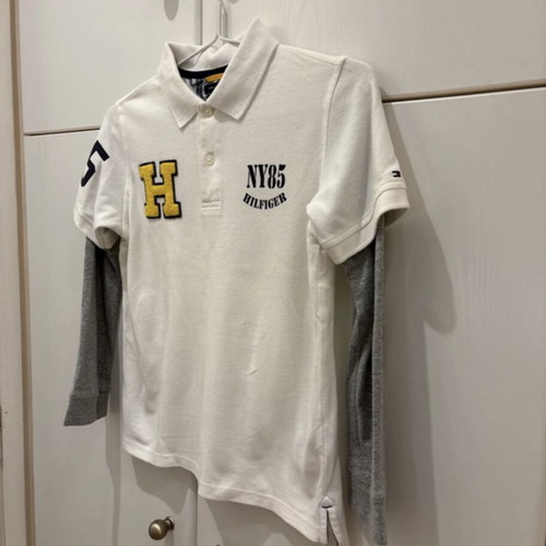 Tommy Hilfiger children's polo shirt new, age 7, white and gray