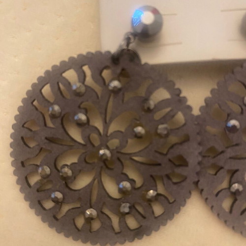 Barbieri bracelet and earrings set like new, suede texture and strass