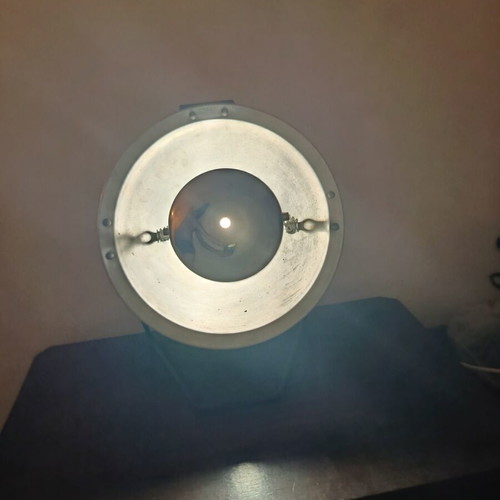 Handmade table lamp with adjustable aluminum spotlight