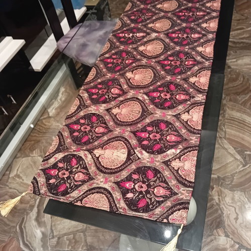 Jacquard chenille table runner with cotton, velvet and silk, like new