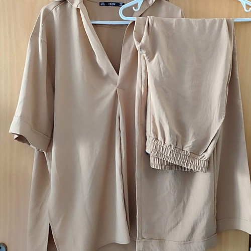 Set of pants and shirt in yellow light summer fabric new