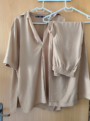 Set of pants and shirt in yellow light summer fabric new