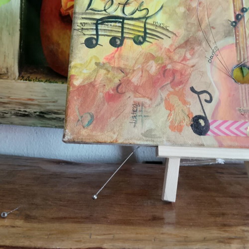 Painting with Real Guitar Strings 18x24cm New