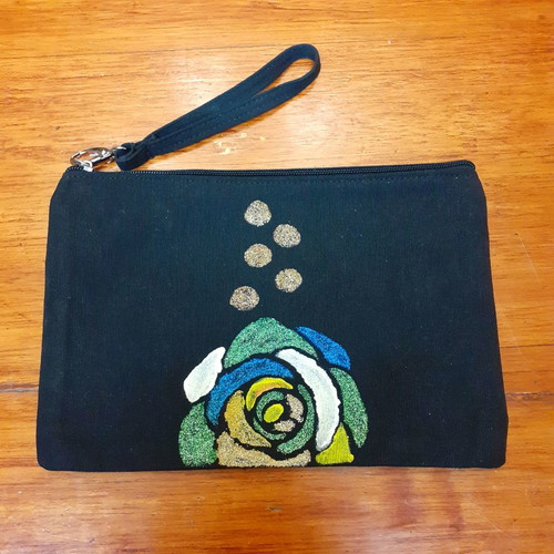 Fabric toiletry bag with rose new, cotton with glitter