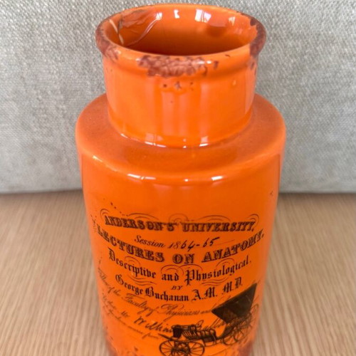 Decorative ceramic vase new, vintage Anderson's University print