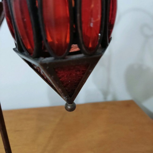 Copper candle holder for tealight table use like new with three hanging holders