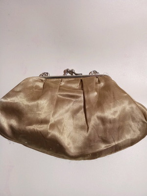 Satin clutch bag gold like new with chain strap
