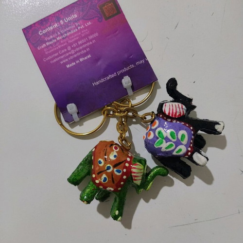 Keychain from India new with 2 elephants and bell