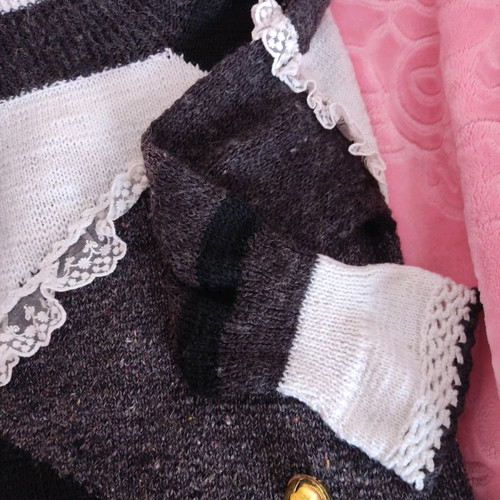 Handmade knitted sweater dress used, oversized lolita style multicolor