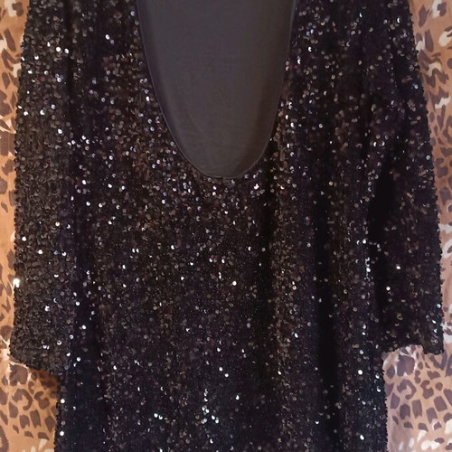 Sequin dress with open back new, H&M, black, size L