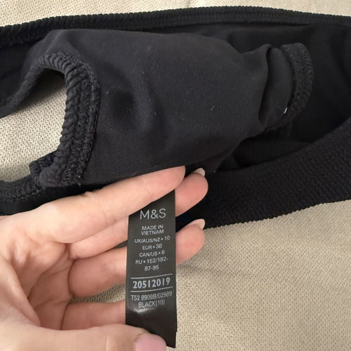 M&S Black One Shoulder Bikini Top like new, EU 38