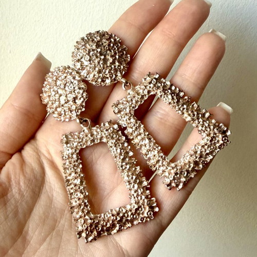 Gold dangle large vintage geometric earrings Zara used
