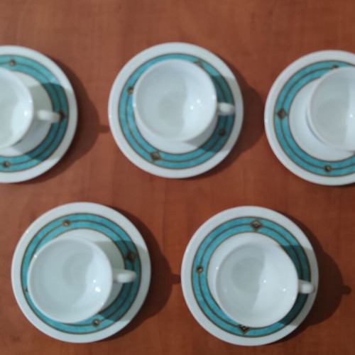 Vintage Harmonia Oceano coffee cup set, like new, 6 cups 5 saucers