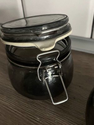 Σετ 2 γυάλινα δοχεία αποθήκευσης μεταχειρισμένα με καπάκι και κλιπ