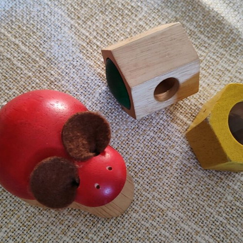 Plan toys wooden castanet and 2 kaleidoscopes like new