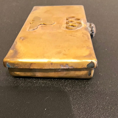 Vintage brass cigarette case from 1936 Olympics, used