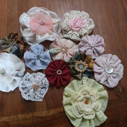 Handmade fabric flowers new, pack of 12 pieces