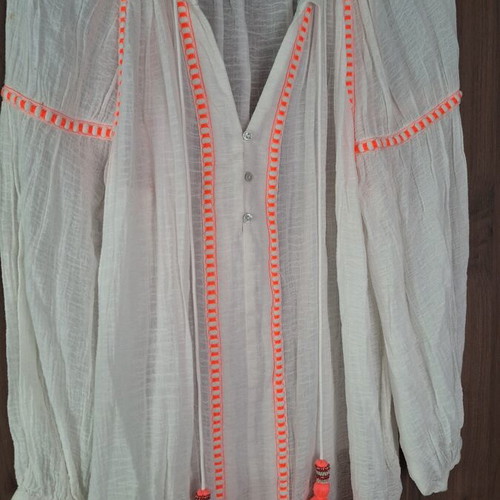 Zara kaftan with tassels like new, small, white and orange