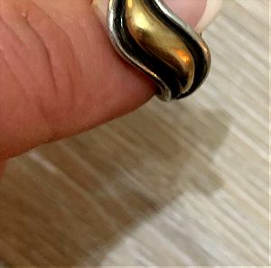 δαχτυλίδι ασημοχρυσο 925. 18k χρυσο